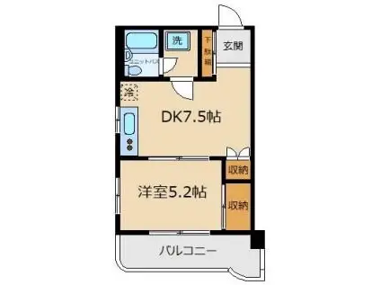 ワービル給田(1DK/4階)の間取り写真