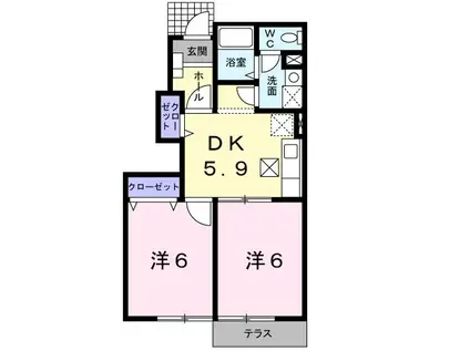 サンパティークIII(2DK/1階)の間取り写真