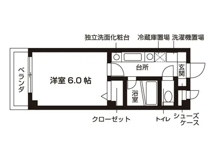 グレースランド旭ヶ丘(1K/2階)の間取り写真