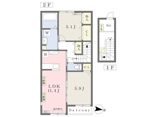 I・COURTB(2LDK/2階)の間取り写真