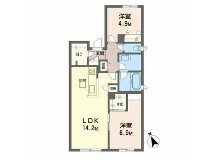 セントラル山田(2LDK/1階)の間取り写真