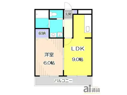 ドミール狭山(1LDK/2階)の間取り写真