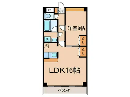 グレースナカミヤ(1LDK/3階)の間取り写真