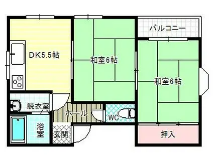 セントヒル藤井寺(2DK/2階)の間取り写真