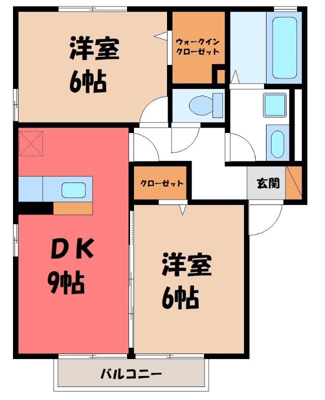 スリーエス(2DK/1階)の間取り写真