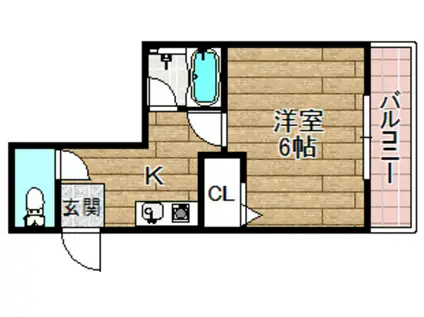 エヴァーグリーンタナカ(1K/4階)の間取り写真