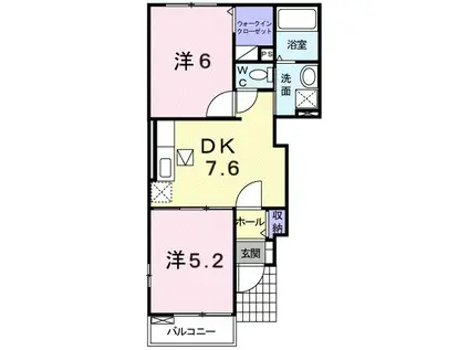 プレッソ グリーンレイク I(2DK/1階)の間取り写真