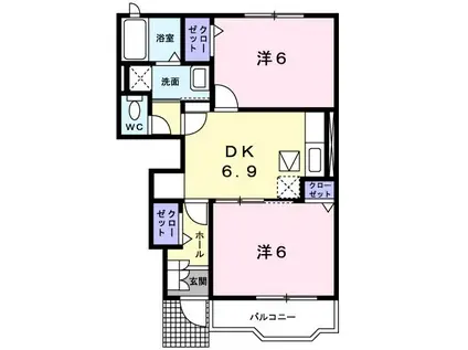 アマービリス(2DK/1階)の間取り写真