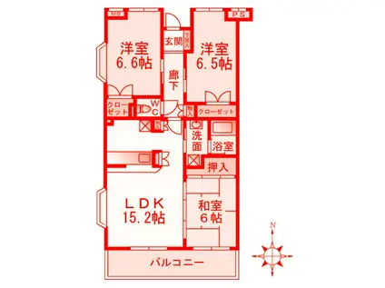 N-FLATS藤沢善行(3LDK/2階)の間取り写真