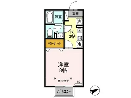 セジュール程島I(1K/2階)の間取り写真