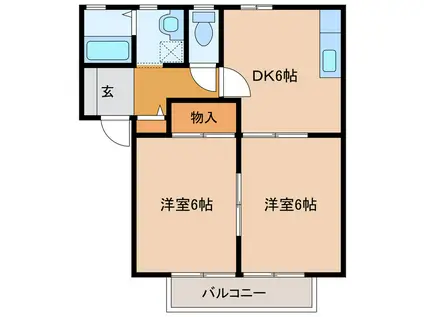 メゾンフルール(2DK/2階)の間取り写真