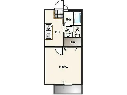 JR両毛線 栃木駅 バス乗車時間:15分 最寄りバス停で下車 徒歩2分 2階建 築30年(1K/2階)の間取り写真