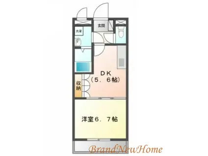 大仙パークサイド(1DK/2階)の間取り写真