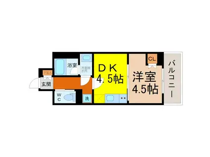 桜ヒルズ黄金(1DK/6階)の間取り写真