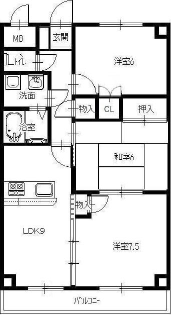 シャルマンコーポ荒牧(3LDK/1階)の間取り写真