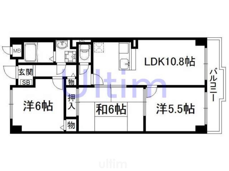 ラポート小林(3LDK/3階)の間取り写真
