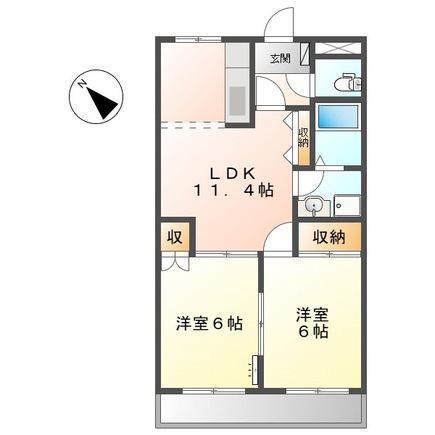 フルークハーフェン(2LDK/2階)の間取り写真