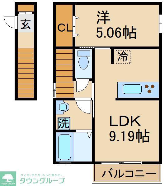 VILLA MASUDA II(1LDK/2階)の間取り写真
