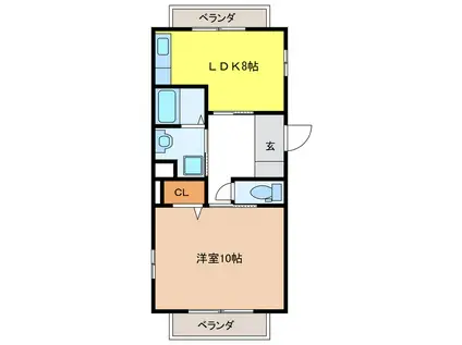 シャトーみずほ(1LDK/3階)の間取り写真