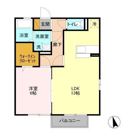 エクセルEF(1LDK/2階)の間取り写真