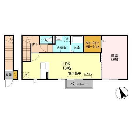 キュート(1LDK/2階)の間取り写真