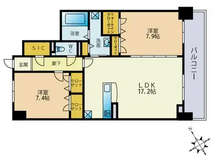 グラン・レカン(2LDK/6階)の間取り写真
