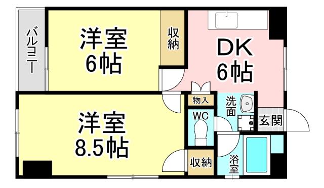 シェリール井堀通(2DK/7階)の間取り写真