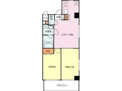 マルイマンション(2LDK/2階)の間取り写真