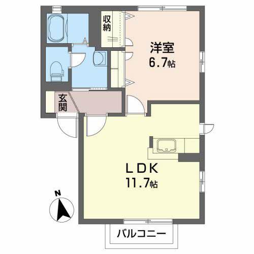 エコ・プリーマB(1LDK/1階)の間取り写真