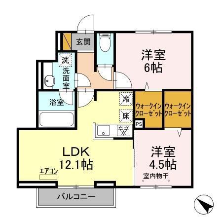 ソレアード(2LDK/1階)の間取り写真