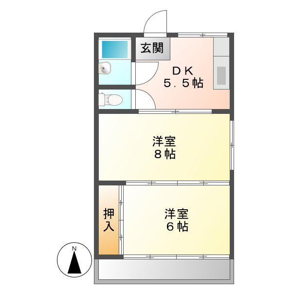 吉田マンション(2K/2階)の間取り写真