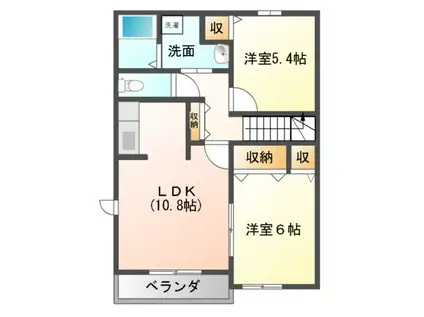 グランヴェール21(2LDK/2階)の間取り写真