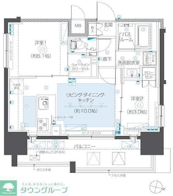 ZOOM本郷(2LDK/9階)の間取り写真