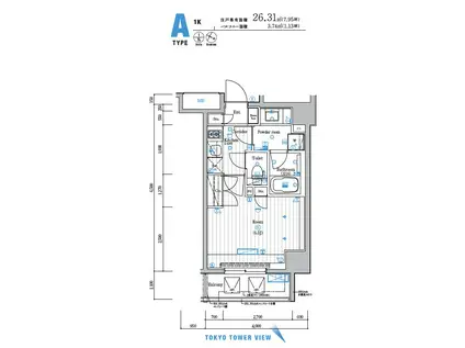 SYFORME HIGASHI-AZABU(1K/9階)の間取り写真