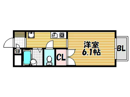 スカイホープス(1K/1階)の間取り写真