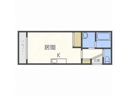 カントリーハイツ(1DK/1階)の間取り写真