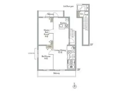 ベルメゾン中村橋サウス(2LDK/2階)の間取り写真