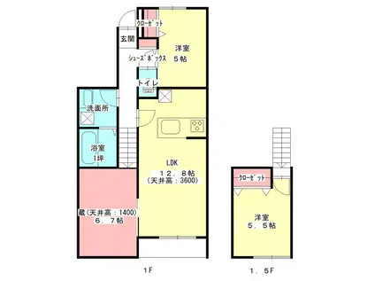 ル・グリ(2SLDK/1階)の間取り写真