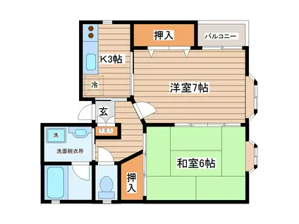 ドエルショウ(2K/2階)の間取り写真