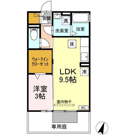 セジュール萌(1LDK/1階)の間取り写真
