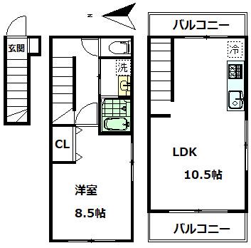 セレ初台(1LDK/1階)の間取り写真
