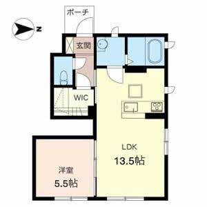 PINEROOTS良福寺(1LDK/1階)の間取り写真