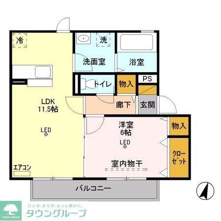サンパティークII(1LDK/2階)の間取り写真