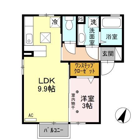 ウィット-S.C(1LDK/1階)の間取り写真