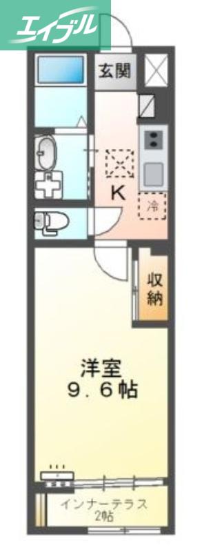 シェルル中畝(1K/1階)の間取り写真