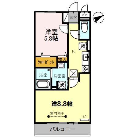 アンクレージュ(2K/1階)の間取り写真
