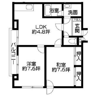 アザミ千歳ビル(2LDK/4階)の間取り写真