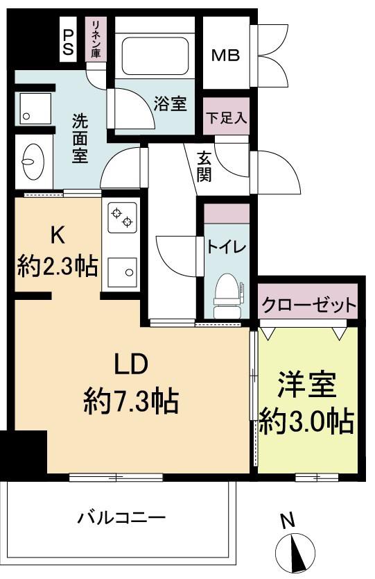 ウェルブライト博多ステーション(1LDK/12階)の間取り写真