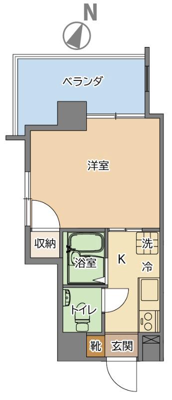 トーマス板良敷(1K/2階)の間取り写真
