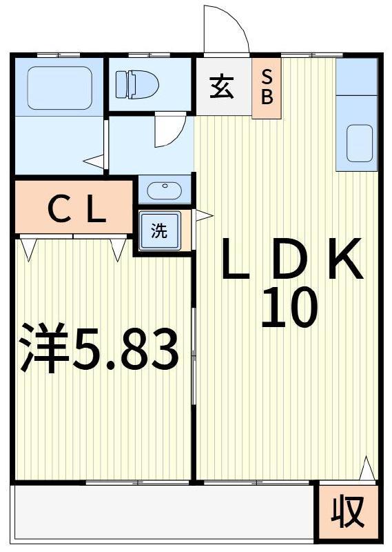 光マンション(1LDK/2階)の間取り写真